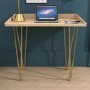 GRADE A1 - Scandi Light Wood Office Desk - Gold Metal Legs - Inari