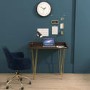 GRADE A2 - Dark Wood Office Desk with Gold Legs - Inari
