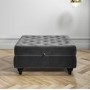 Inez Large Velvet Ottoman Pouffe in Upholstered Grey - Square