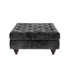 GRADE A2 - Large Quilted Button Ottoman Pouffe in Grey Velvet - Inez