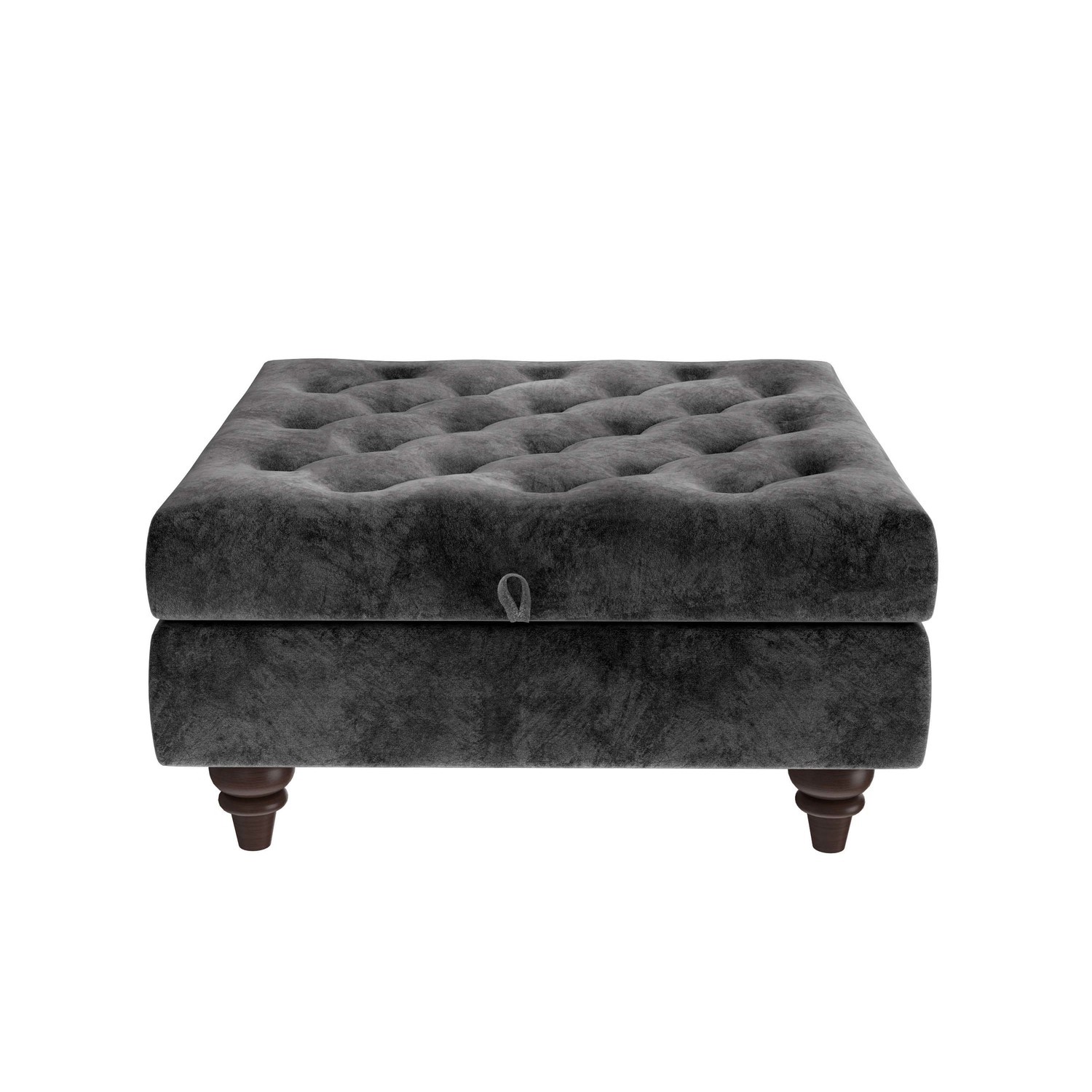 Grey Ottoman Storage Footstool Buttoned Inez Furniture123