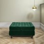 Inez Large Velvet Ottoman Pouffe in Upholstered Green - Square