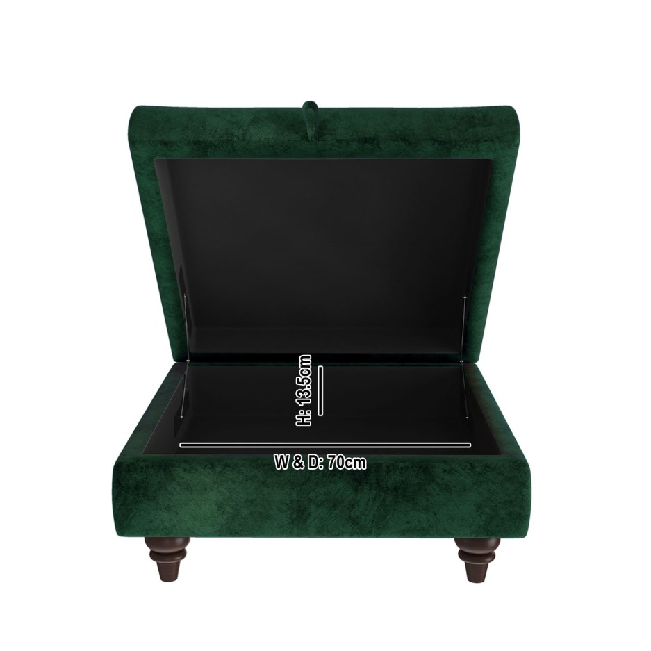 Dark Green Ottoman Storage Footstool Buttoned Inez Furniture123