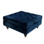 Inez Large Velvet Ottoman Pouffe in Upholstered Navy Blue - Square