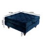 GRADE A1 - Inez Blue Velvet Ottoman Pouffe with Quilted Buttons