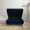 GRADE A2 - Navy Blue Ottoman Storage Footstool - Buttoned - Inez