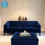 GRADE A2 - Navy Blue Ottoman Storage Footstool - Buttoned - Inez