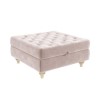 GRADE A2 - Large Quilted Button Ottoman Pouffe in Light Pink Velvet - Inez