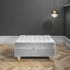 GRADE A2 - Large Quilted Button Ottoman Pouffe in Silver Grey Velvet - Inez