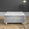 Silver Grey Ottoman Storage Footstool - Buttoned - Inez