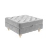 GRADE A1 - Large Quilted Button Ottoman Pouffe in Silver Grey Velvet - Inez