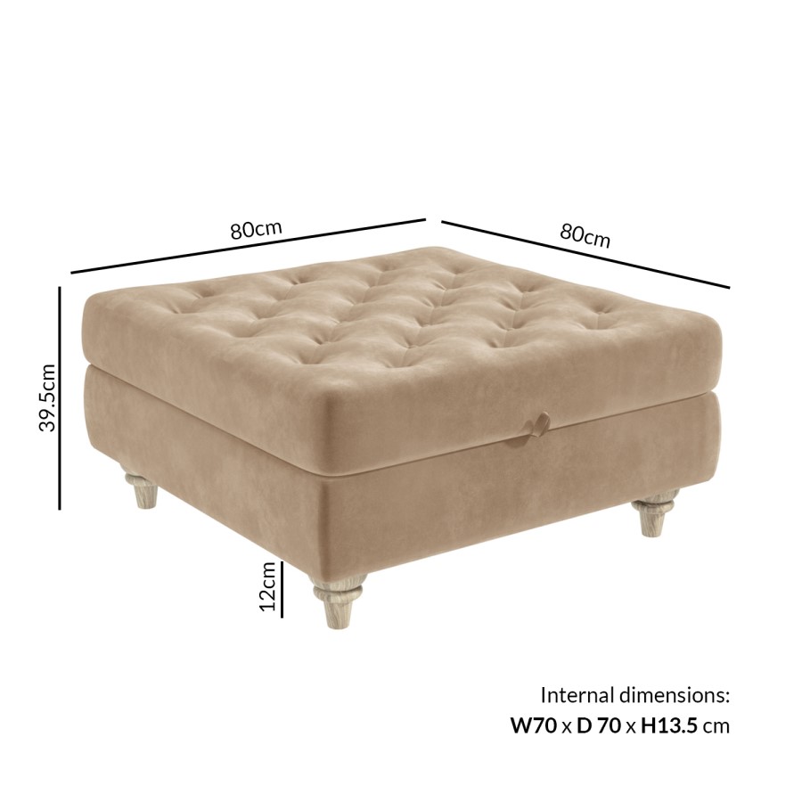 Beige Ottoman Storage Footstool - Buttoned - Inez