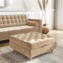 Beige Ottoman Storage Footstool - Buttoned - Inez