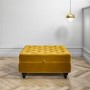 GRADE A1 - Mustard Yellow Ottoman Storage Footstool - Buttoned - Inez