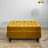 GRADE A2 - Mustard Yellow Ottoman Storage Footstool - Buttoned - Inez