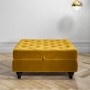 GRADE A1 - Mustard Yellow Ottoman Storage Footstool - Buttoned - Inez