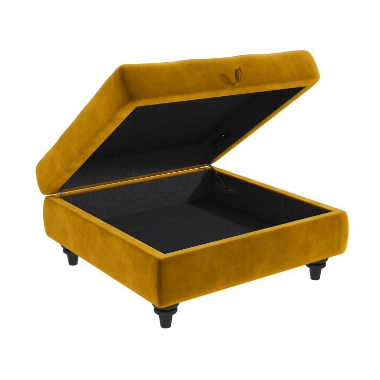 GRADE A2 - Mustard Yellow Ottoman Storage Footstool - Buttoned - Inez