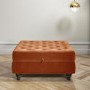 Orange Ottoman Storage Footstool - Buttoned - Inez