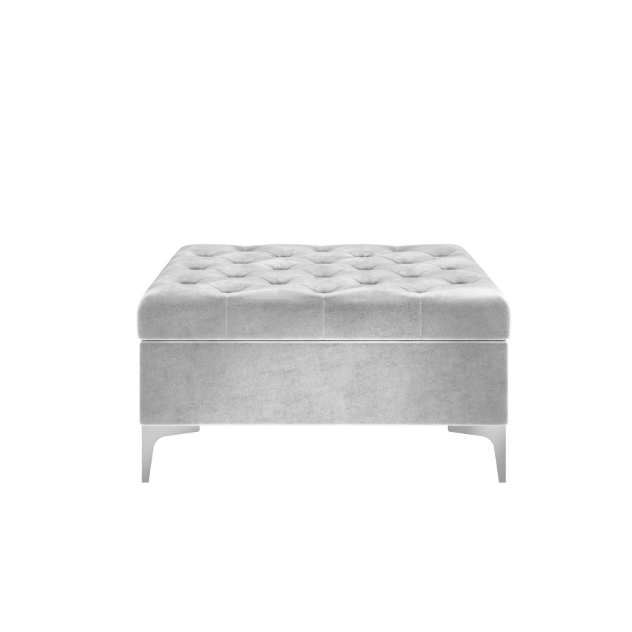 GRADE A2 - Light Grey Velvet Footstool with Ottoman Storage - Inez