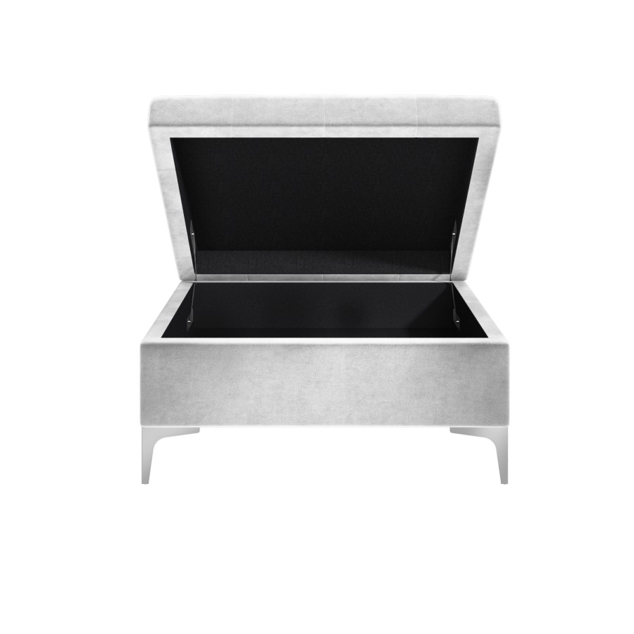 GRADE A2 - Light Grey Velvet Footstool with Ottoman Storage - Inez