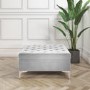 Light Grey Velvet Footstool with Ottoman Storage - Inez