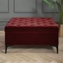 GRADE A2 - Dark Red Velvet Footstool with Ottoman Storage - Inez