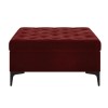 Dark Red Velvet Footstool with Ottoman Storage - Inez