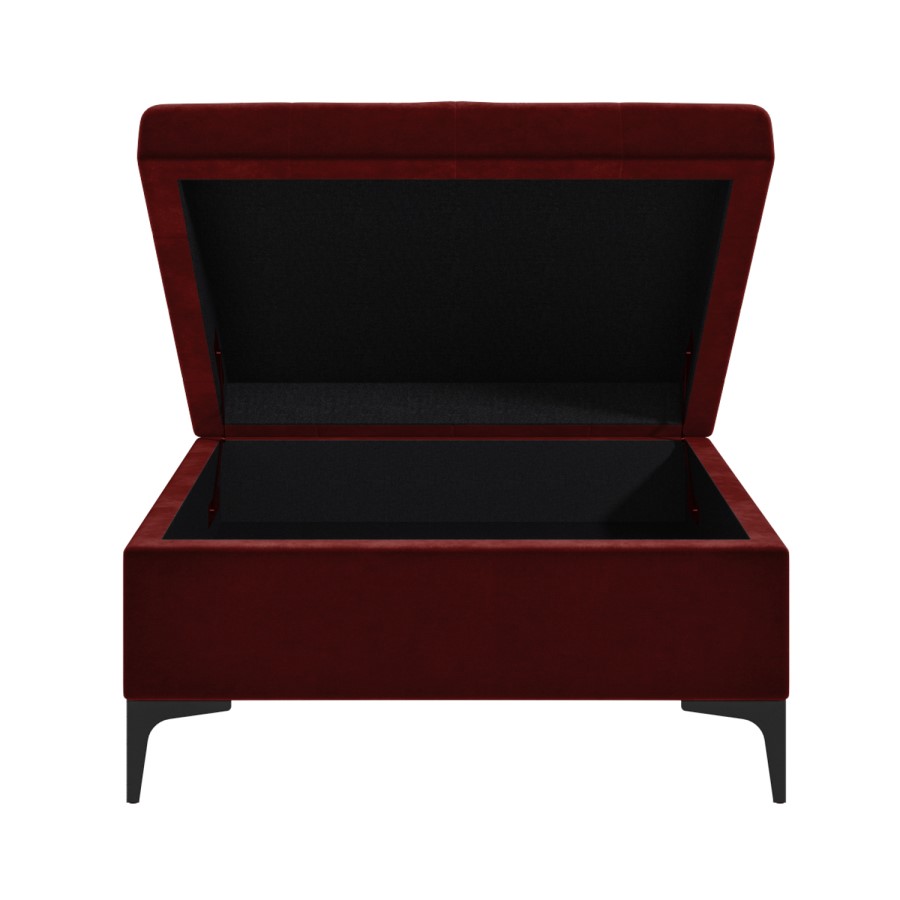 Dark Red Velvet Footstool with Ottoman Storage - Inez