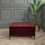 GRADE A2 - Dark Red Velvet Footstool with Ottoman Storage - Inez