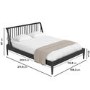 Black Wooden Spindle Mid Century King Size Bed Frame - Saskia