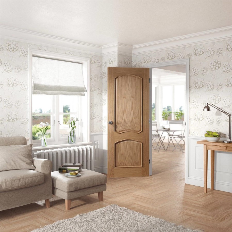 Internal Oak Louis Fire Door with Raised Mouldings - 1981 x 686 x 44 mm, Unfinished