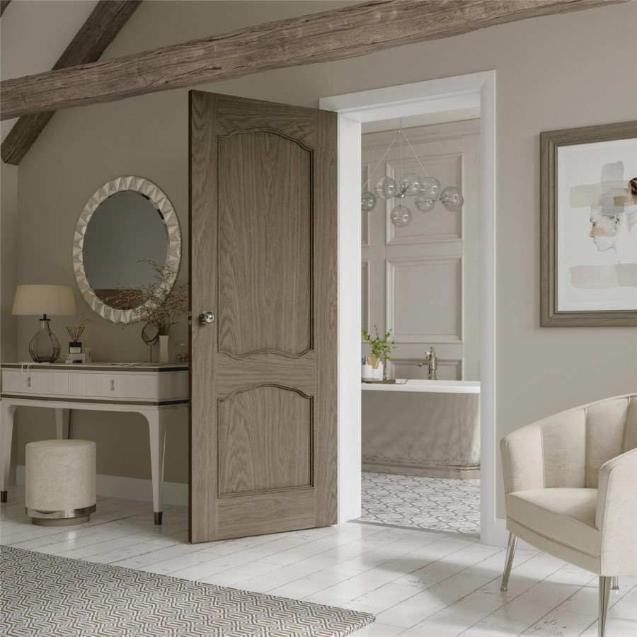 Internal Oak Louis Door with Raised Mouldings - Unfinished, 2040 x 926 x 40 mm