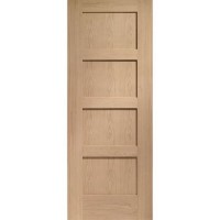 Internal Oak Shaker 4 Panel Fire Door - 1981 x 838 x 44 mm, Unfinished