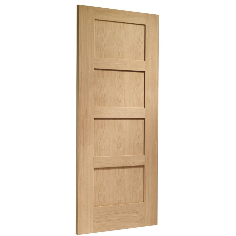 Internal Oak 4-Panel Shaker FD30 Fire Door - Unfinished - 1981 x 838 x 44mm - XL Joinery