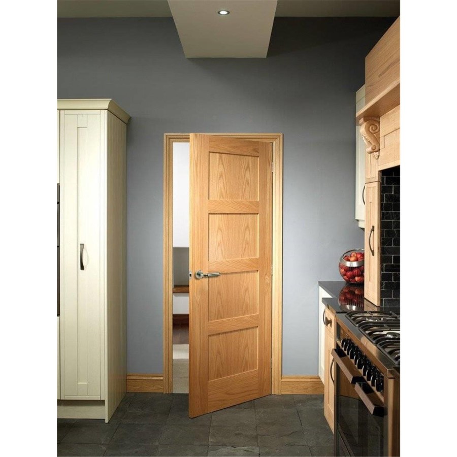 Internal Oak 4-Panel Shaker FD30 Fire Door - Unfinished - 1981 x 838 x 44mm - XL Joinery
