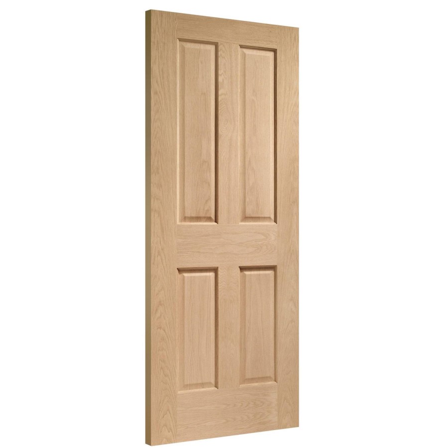 Internal Oak Victorian 4-Panel FD30 Fire Door - Unfinished - 1981 x 610 x 44mm - Victoria - XL Joinery