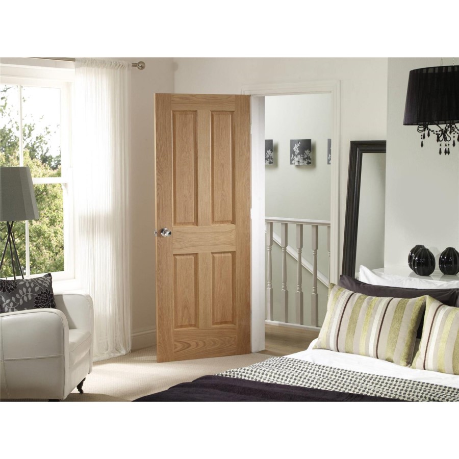 Internal Oak Victorian 4 Panel Door - Unfinished, 1981 x 686 x 35 mm