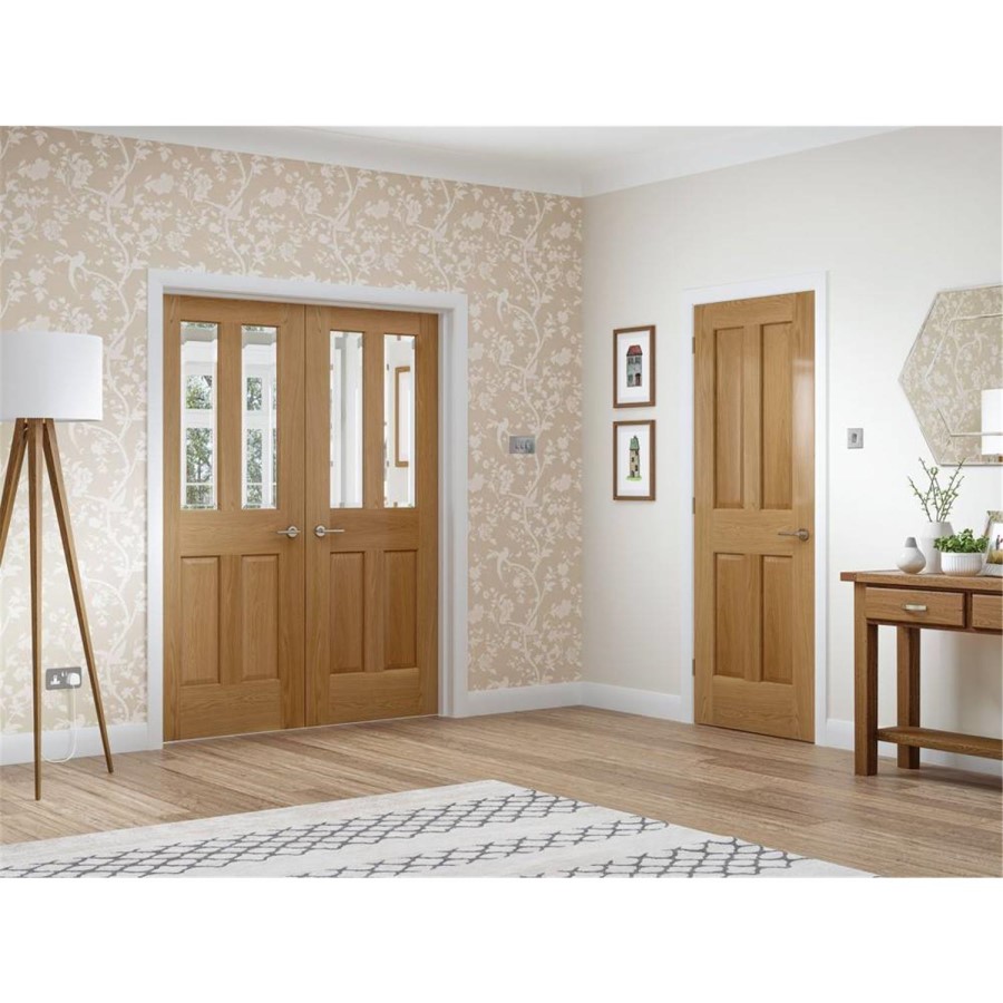 Internal Oak Victorian 4 Panel Door - Unfinished, 1981 x 686 x 35 mm