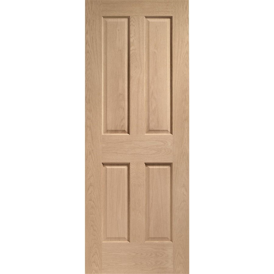Internal Oak Victorian 4-Panel FD30 Fire Door - Unfinished - 1981 x 762 x 44mm - Victoria - XL Joinery