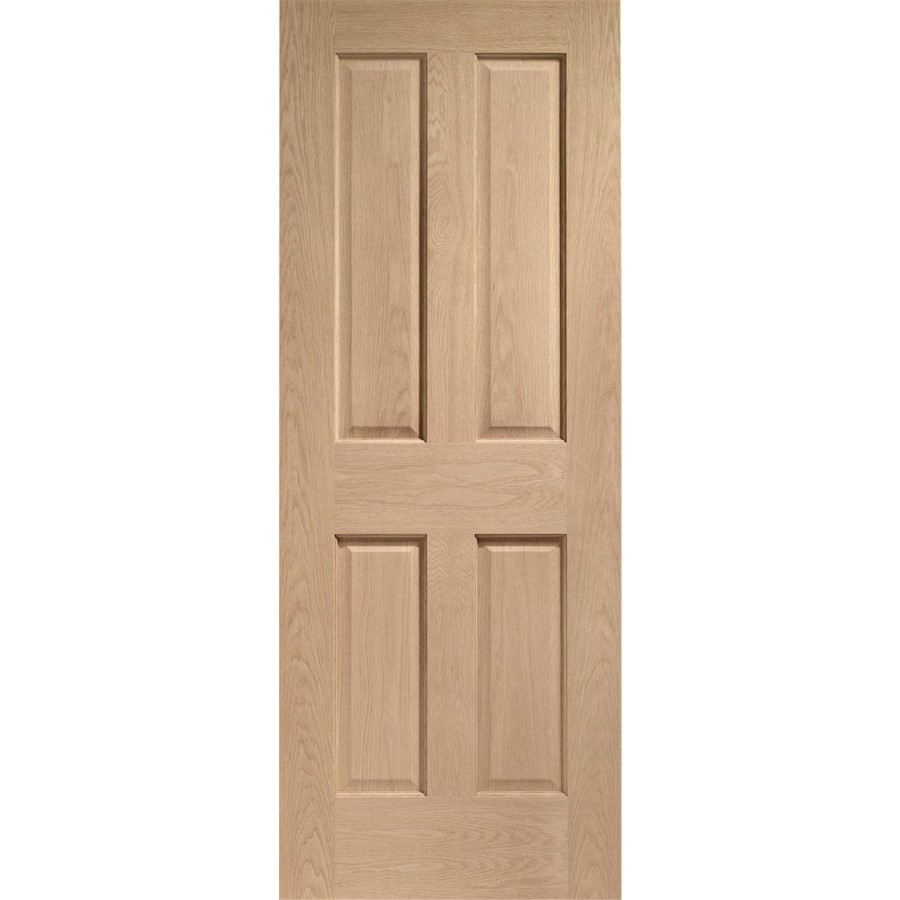 Internal Oak Victorian 4 Panel Fire Door - Unfinished, 2032 x 813 x 44 mm