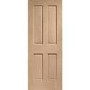 Internal Oak Victorian 4 Panel Fire Door - Unfinished, 2032 x 813 x 44 mm