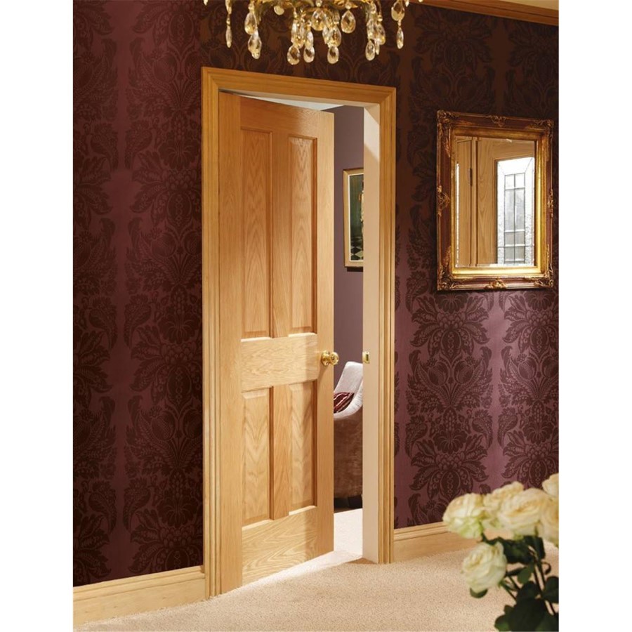 Internal Oak Victorian 4-Panel Door - Unfinished - 2040 x 826 x 40mm - Victoria - XL Joinery