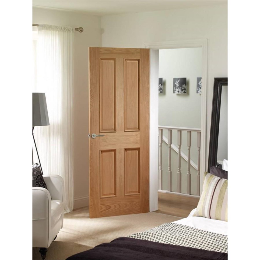 Internal Oak Victorian 4 Panel with Raised Mouldings - Unfinished, 2040 x 926 x 40 mm