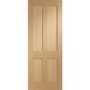 Victorian Shaker 4 Panel Internal Oak Fire Door - 1981 x 686 x 44mm (27"), Unfinished