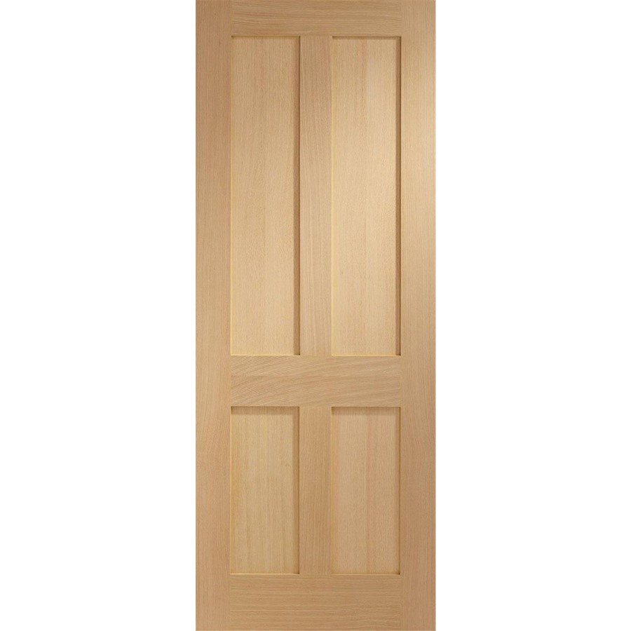 Victorian Shaker 4 Panel Internal Oak Fire Door - 1981 x 686 x 44mm (27"), Unfinished