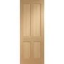 Victorian Shaker 4 Panel Internal Oak Door - Unfinished, 2040 x 926 x 40 mm