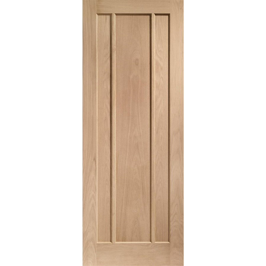 Internal Oak 3-Panel FD30 Fire Door - Unfinished - 1981 x 762 x 44mm - Worcester - XL Joinery