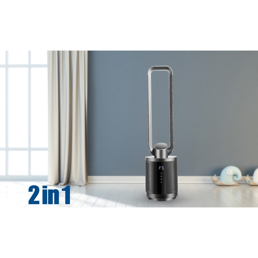 Quiet Dual HEPA Air Purifier and Pure Cool DC Fan with Remote Control for rooms up to 35 sqm - Black