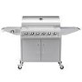 Boss Grill Georgia Classic - 6 Burner Gas BBQ Grill with Side Burner - Silver