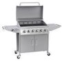 Boss Grill Georgia Classic - 6 Burner Gas BBQ Grill with Side Burner - Silver